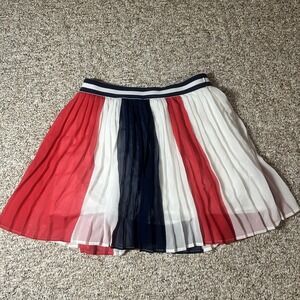 Disney Girls XL Pleated Skort Tutu Red White Blue Chiffon Americana Lightweight